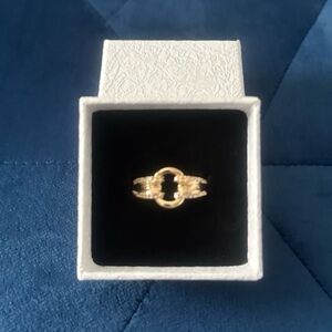 925 Sterling silver with tiny stones Elegant Gold Ring S 7